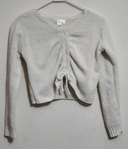 White Fawn Girls Large Long-Sleeve Sweater Cropped - Picture 1 of 3