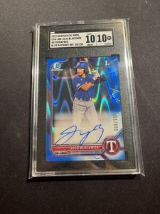 2022 Bowman Chrome JoJo Blackmon 1st Blue Raywave Refractor Auto /150 SGC 10/10