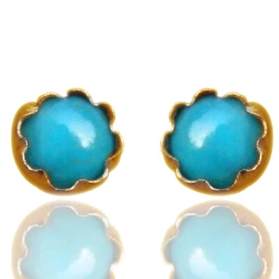 Anillo nariz turquesa de 3 mm enchapado en oro amarillo de 14K de plata de ley Foto 1 de 4