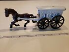 Vintage Cast Iron Horse Pulling An Ice Wagon.