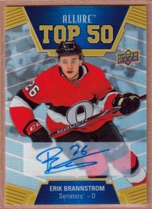 2019-20 Upper Deck Allure Top 50 Autographs Blue #T5018 Erik Brannstrom AUTO