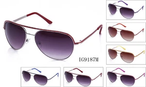 Bulk Women Pilot Metal Colorful Strip on top Quality Sunglasses Wholesale 12PC - Picture 1 of 1