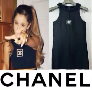 Chanel Vintage 2008 Sport Tweed Black Mini Dress 34 36 2 4 Top Logo Shirt Vtg S - Picture 1 of 20