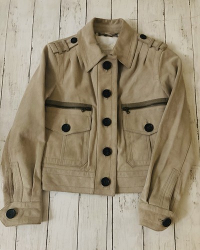 Giacca cappotto COACH donna burroso pelle scamosciata morbida bottoni foderato 4 S ??