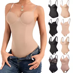 Women's Slimming Body Shaper Push Up Bra Thong Bodysuit Tummy Control Shapewear - Picture 1 of 35