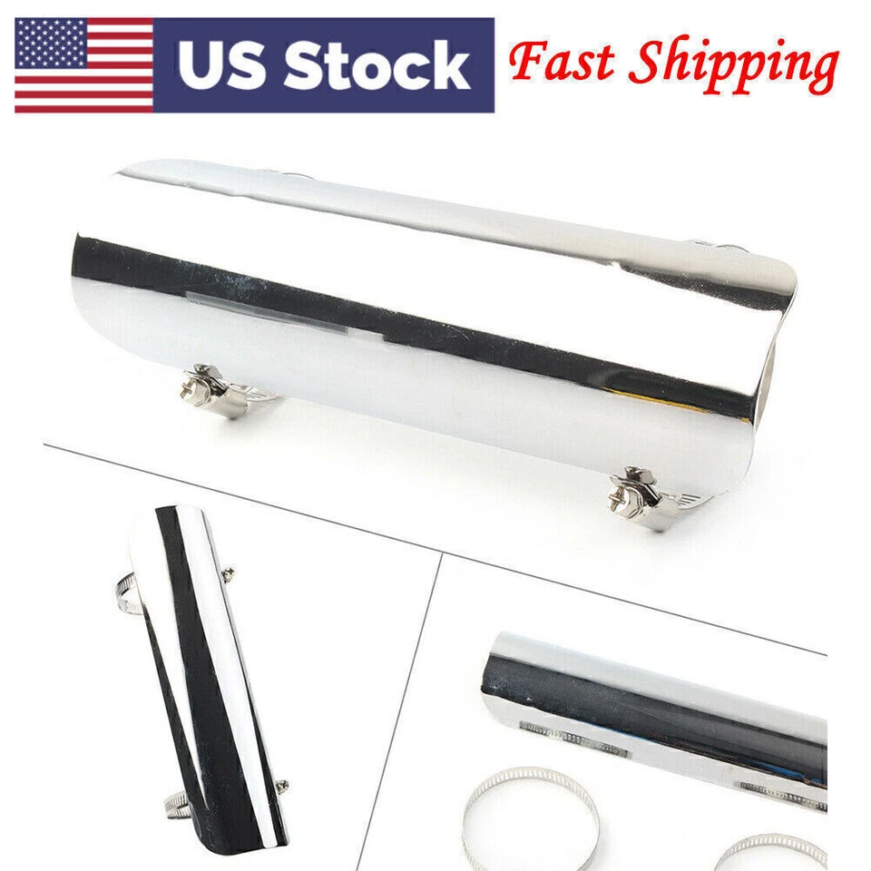 Tubo silenciador de escape Fit Harley protector térmico cubierta marco protector cromo EE. UU. Foto 1 de 4