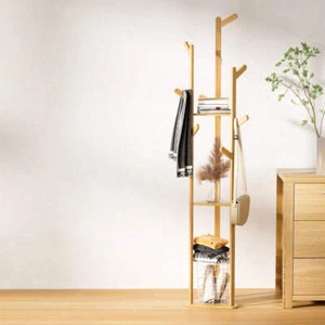 Artiss Clothes Rack Airer Coat Stand 9 Hooks Bamboo - Picture 1 of 8