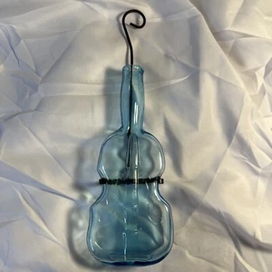 Vintage eisblaue Geige figural viobot dekorative Flasche mit Aufhänger 7 1/4"" - Bild 1 von 14