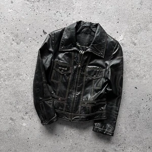Chaqueta de cuero real negra rara vintage Just Cavalli para mujer talla Italia - S - Imagen 1 de 11