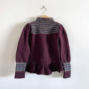 NWOT Ralph Lauren Fair Isle Intarsia Knit Mock Neck Sweater Plum, Girls 6 - Picture 1 of 10