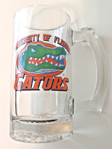 Official Univeristy of Florida Gators Glass Beer Stein Mug - Coffee Cup - 12oz Cover