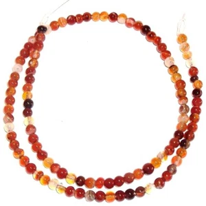 GR634 Red Agate 4mm Round Gemstone Beads 15" - Picture 1 of 1