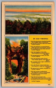 Postcard 1941 In Old Virginia Poem by B. B. Valentine Scenic Dual View Unused - Picture 1 of 2