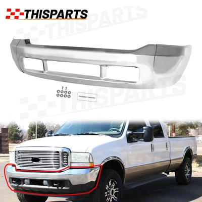 Front Bumper Split For 1999-2004 Ford F-250 Super Duty F-Series OE Style Chrome - Imagem 1 de 4