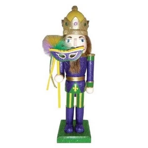 Mardi Gras King 14 Inch Wooden Christmas Nutcracker Carnival Decoration New - Picture 1 of 1