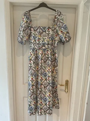 Boden Ruched Bodice Midi Dress - D0298 - Ivory, Wild Bluebell - Size 18 - BNWT - Image 1 of 4