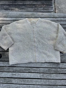 Vintage Doreen Lok Handmade Heavy Beaded Zip Cardigan Sweater Small Romantic - Picture 1 of 16