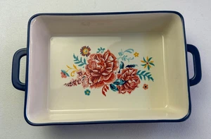 Mujer Pionera ~ Patrón RECUERDO FLORAL ~ Rectangular ~ Gres ~ Panadero con Tapa - Imagen 1 de 9