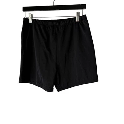 SWIM 365 Women’s Black Swim Shorts Size 14W Plus Elastic Waist Modest 4” Inseam - Image 1 of 4