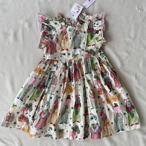 NWT Pink Rooster Artist Collaboration Girls Leila Dress Circus Animals Size 5 - Picture 1 of 14