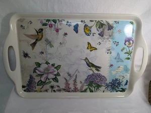 Portmeirion Botanic Garden Hummingbird Melamine Serving Tray 19" X 11" Flaw - Picture 1 of 12
