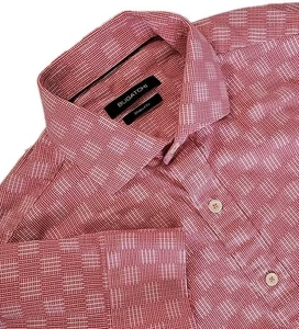 Bugatchi Shaped Fit Plaid Flip Cuff Button Up Dress Shirt Long Sleeve Men - Picture 1 of 11