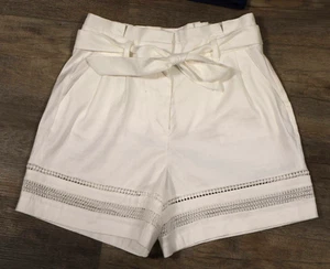 White House Schwarzmarkt hoch geschnitten 5" Leinenmischung Shorts, weiße Papiertüte Größe 6 - Bild 1 von 10