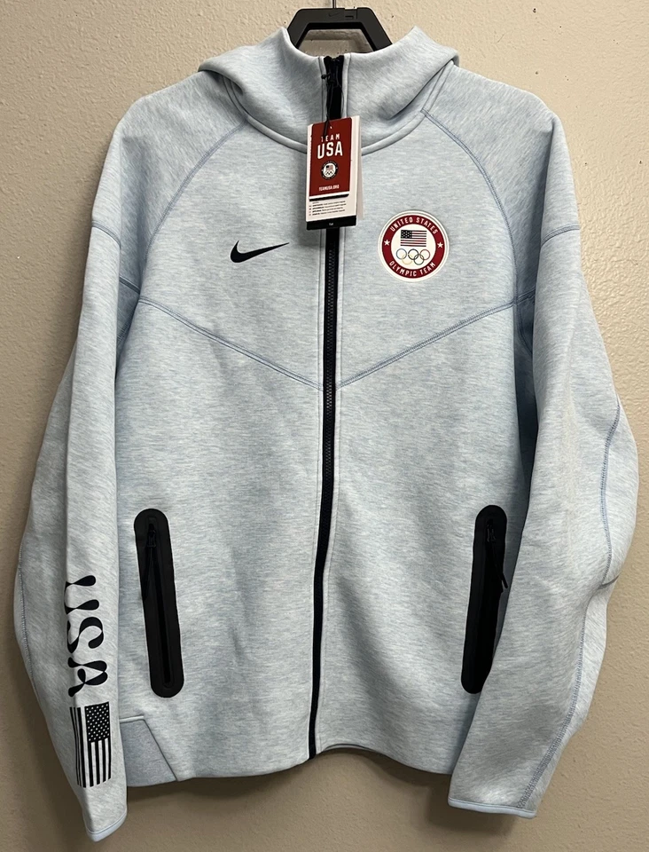 Nike Team USA Olympic Paralympic Tech Fleece Windrunner Blue Large T FN1242-441