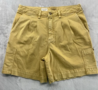 Pantalón Corto Pilcro Anthropologie Carga Mujer 31 Mostaza Frontal Plisado Elastizado Preppy Foto 1 de 4