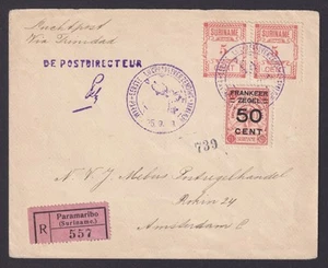 SURINAM 1929, Registered air mail cover st flight Paramaribo-New York-Amsterdam - Picture 1 of 3
