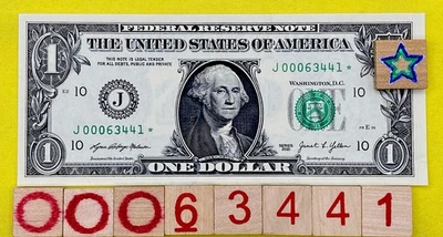 🌟 UNC 500K Run & Total Printed Star NOTE Sheets LOW Serial Number Fancy $1 Bill - Image 1 of 4