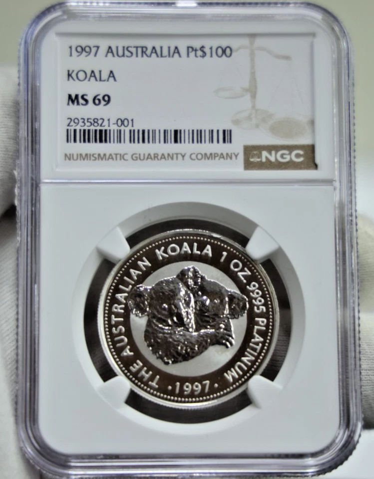 1997 Australia 1 oz Platinum Koala $100 Coin NGC MS69 - Image 1 of 2