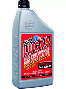 LUCAS Oil MOTORCYCLE OIL 20w50 Synthetic Harley Davidson 946ml - Picture 1 of 3