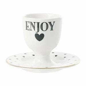 Miss Etoile Eierbecher mit Platte Enjoy H7,5cm Keramik Eierhalter Eierständer - Bild 1 von 1