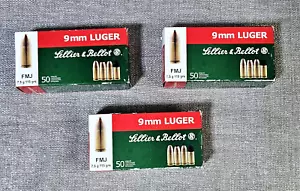 Lot of 3 Fiocchi Lellier & Bellot 9mm Luger 50 round EMPTY ammo boxes with trays - Picture 1 of 3