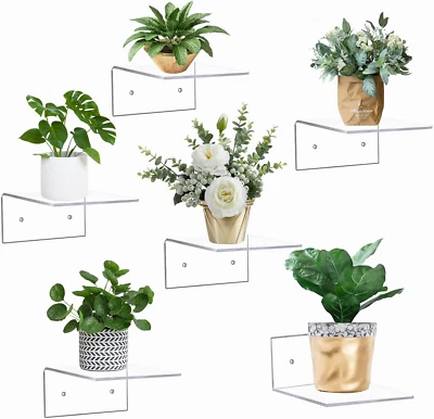 6 Pack Small Acrylic Floating Shelves for Wall, Wall Mounted Hanging Display She - Image 1 of 4