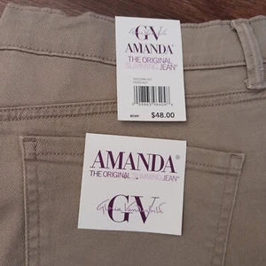 Gloria Vanderbilt Hazelnut Classic Rise Tapered Leg Amanda Jeans Sz 16 Average - Picture 1 of 4