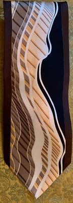 STACY ADAMS Rich Yellow Browns Tie 100% Silk Handmade 58” RARE - Image 1 of 4