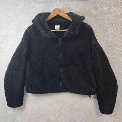 Pink by Victoria Secret Womens Small Black Hooded Fleece Sherpa Jacket - Image 1 of 4