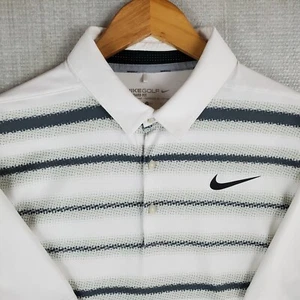 NIKE GOLF Größe Large Herren Poloshirt Schlangenhaut gestreift feuchtigkeitsableitend dehnbar weiß - Bild 1 von 15