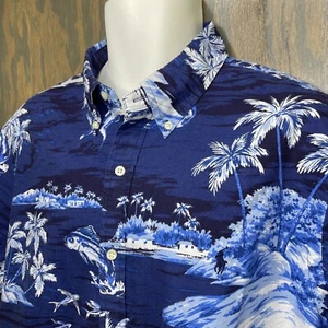 Polo Ralph Lauren Herren XL klassische Passform Oxford marineblau hawaiianisch tropischer Fisch NEU $ 98 - Bild 1 von 10