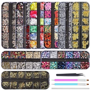 9 Boxes Nail Rhinestones,Nail Gems Nail Diamonds,Nail Art Studs Nail Crystals... - Picture 1 of 1