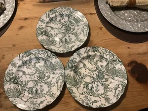 Spode Provincial Garden Green Medium Round Fluted Dish 8.5" RARE 3 Pc Set - Picture 1 of 4