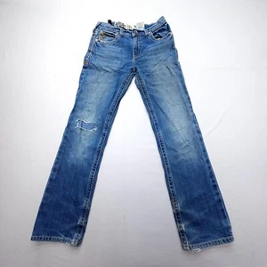 Ariat B5 Slim Jeans Youth Boys 14 Blue Adjustable Bootcut Distressed Western - Picture 1 of 12
