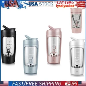 Electric Protein Shaker Bottle With Storage Cup 21 oz Mixer Portable Blender&Gym - Picture 1 of 16