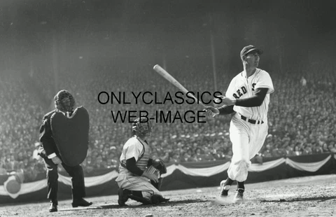 BOSTON RED SOX BASEBALL PLAYER TED WILLIAMS HITS FENWAY PARK 12X18 PHOTO POSTER Cover