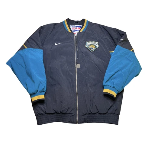 Vintage NFL Pro Line Jacksonville Jaguars Nike Nylon Bomber Jacket Mens Sz XL Cover