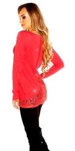 Sexy KouCla Longpulli mit Spitze und Strass Longpullover Minikleid,Art.KO-1531 - Bild 1 von 11