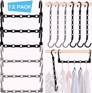 12 Pack Stronger Closet Organizers and Storage Clothes Hanger with 5 Holes Close - Picture 1 of 11