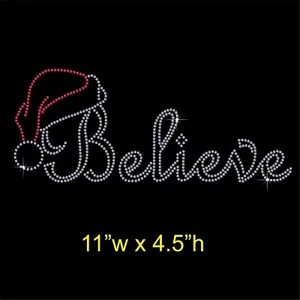 Believe Christmas Strass/Diamant Transfer Hotfix Motiv aufbügeln + kostenloses Geschenk - Bild 1 von 4